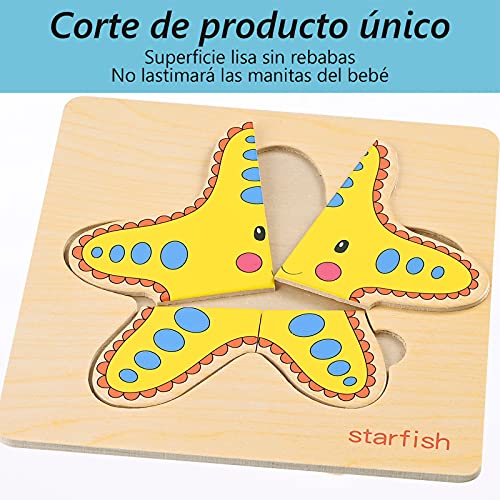 GOLDGE 16PCS Puzzles de Madera Juguetes Bebes, Juguetes Montessoris,Puzzles de Madera Educativos, Juego de Regalo Educativo Preescolar de Aprendizaje temprano para niños