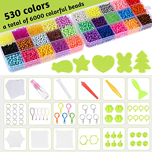 GOLDGE 6000pz Abalorios Cuentas de Agua para Principiantes, Regalo Chico Chica Niños DIY Educativos Artesanía Craft Kits Abalorios Cuentas de Agua Multicolor