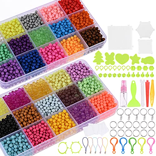 GOLDGE 6000pz Abalorios Cuentas de Agua para Principiantes, Regalo Chico Chica Niños DIY Educativos Artesanía Craft Kits Abalorios Cuentas de Agua Multicolor