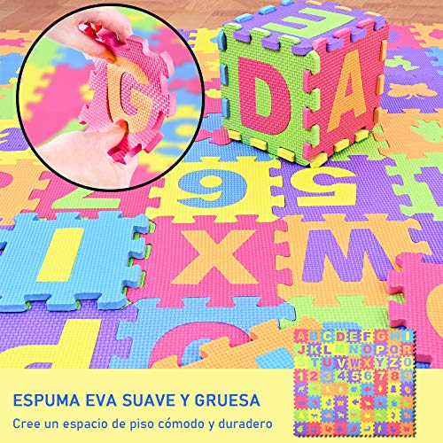 GOLDGE 72 Piezas Alfombra Puzzle para Niños, Alfombra Puzzle Infantil, Alfombra Espuma para Bebés, 26 Letras Puzzle Suelo Bebe (A-Z) y Numeros 0 al 9 y 36 Rompecabezas de Animales Alfombra