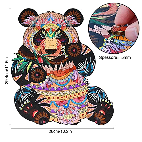 GOLDGE Puzzle de Madera Puzzle de Panda, Puzzle de Madera Adultos y Niños 3D Paisajes Animales, A4 26 * 29.4 cm (Panda)