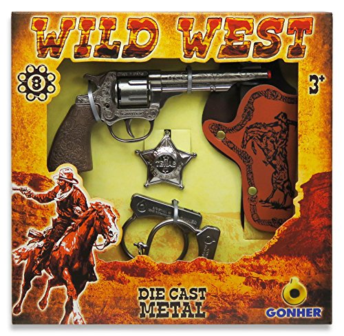 GONHER-set cowboy pistola esposas, color plata, sin talla (37-157)