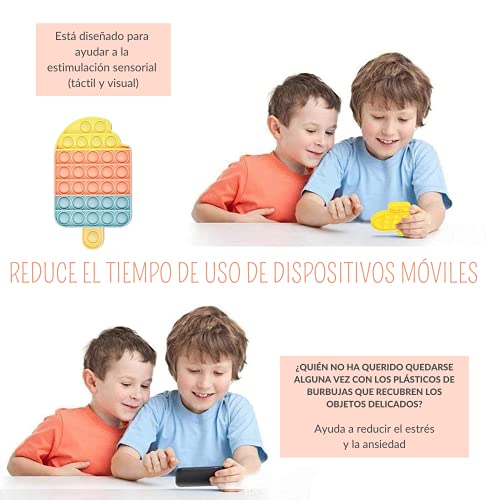 GOSMIN Pop It Fidget Toy - Push Pop Bubble - Juguete Antiestrés Sensorial - Niños y Adultos - Regalo Original - para Autismo y TDAH - Pop It Helado Nebramuss