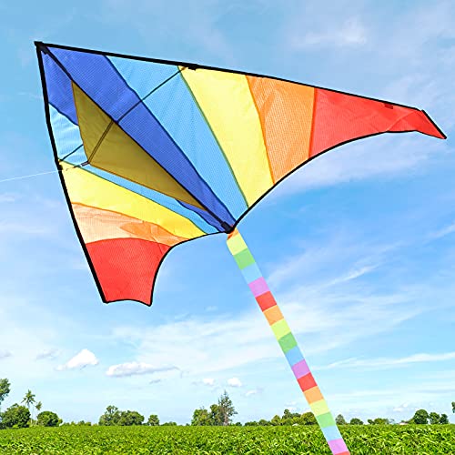 Gran Cometa para Niños y Adultos, Cometas de Colores Fácil de Volar con Viento Fuerte o una Suave Brisa, Ideal para Principiantes, Juegos al Aire Libre, Actividades, Viaje a la Playa(150 * 80 cm)