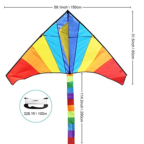 Gran Cometa para Niños y Adultos, Cometas de Colores Fácil de Volar con Viento Fuerte o una Suave Brisa, Ideal para Principiantes, Juegos al Aire Libre, Actividades, Viaje a la Playa(150 * 80 cm)