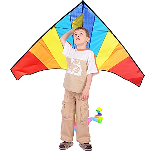 Gran Cometa para Niños y Adultos, Cometas de Colores Fácil de Volar con Viento Fuerte o una Suave Brisa, Ideal para Principiantes, Juegos al Aire Libre, Actividades, Viaje a la Playa(150 * 80 cm)