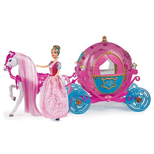 Grandi Giochi GG02960, Cenicienta con Caballo y su mágica carroza, Color Rosa