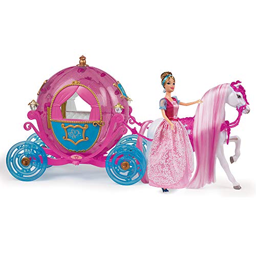 Grandi Giochi GG02960, Cenicienta con Caballo y su mágica carroza, Color Rosa