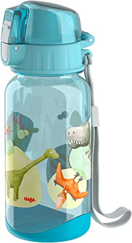 HABA 305152 - Botella dinosaurios 400 ml botella para niños con diseño de dinosaurio, con gran apertura y tapa de cierre, no gotea, plástico libre de BPA, para lavavajillas