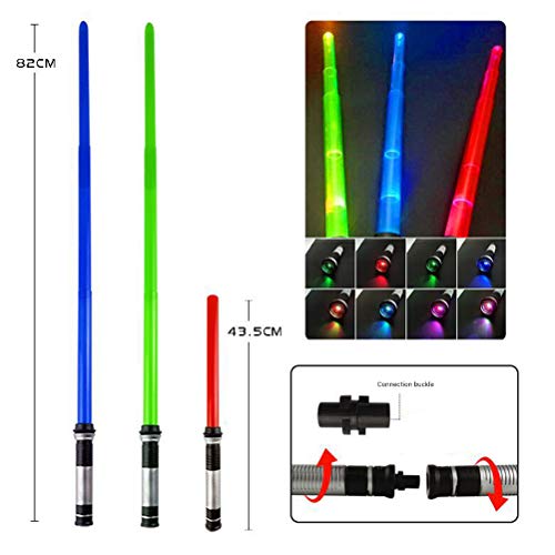 Hahepo Star Wars - Espada luminosa para niños, 2 unidades, espada telescópica parpadeante, cosplay, rayos infrarrojos, Samurai chwert