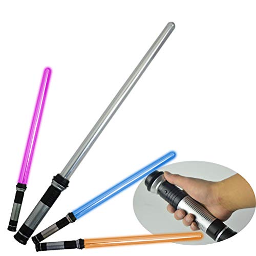 Hahepo Star Wars - Espada luminosa para niños, 2 unidades, espada telescópica parpadeante, cosplay, rayos infrarrojos, Samurai chwert