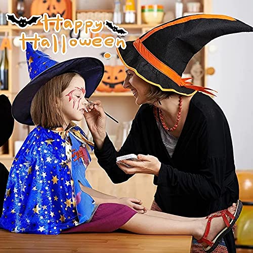 Halloween disfraz niño mago capa, Disfraz bruja bebe unisex(2 -13años)con sombrero de mago con bolsa caramelos, Infantil de Cosplay Fiesta espectáculo de escenario disfraces de halloween (azul mágico)