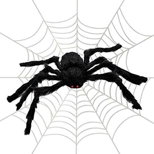 Halloween Negro Araña,Horror Decoración Peluche Araña,Casa Embrujada Accesorios,un Juguete de Peluche Adecuado para niños y niñas.（25cm * 24cm * 7cm）