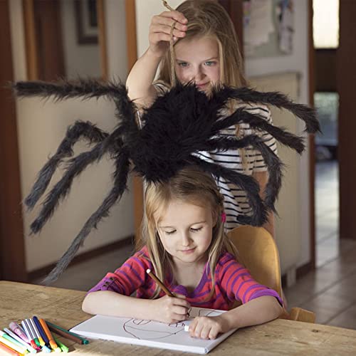 Halloween Negro Araña,Horror Decoración Peluche Araña,Casa Embrujada Accesorios,un Juguete de Peluche Adecuado para niños y niñas.（25cm * 24cm * 7cm）