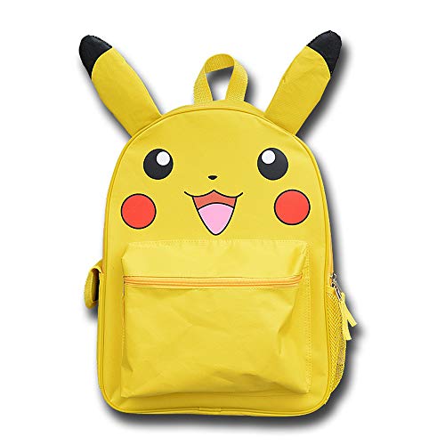 HAMIQI Pokemon Mochila de viaje Pokémon Monster Mochila para niños y niñas Linda mochila Pikachu (Amarillo)