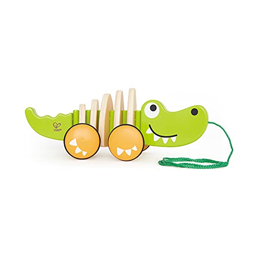 Hape E0348-Cocodrilo de madera, color naturaleza + verde. (0HPE0348)