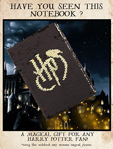 HARRY POTTER Agenda Escolar, Diario con Tapa de Lentejuelas Reversibles y Bolígrafo Varita, Agenda Personal, Set de Papelería Original, Notebook para Niños, Adolescentes y Adultos