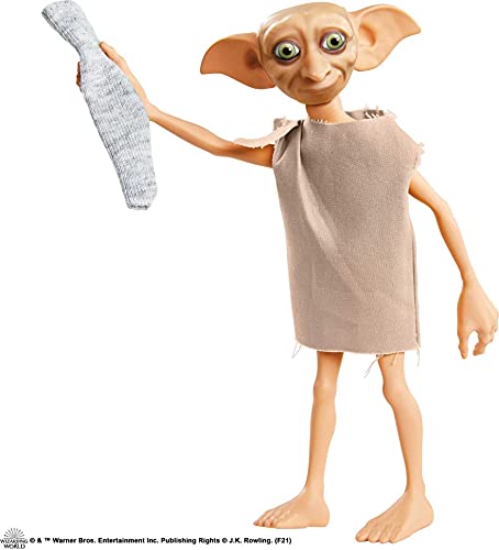 Harry Potter Dobby el elfo doméstico, muñeco de juguete de 13 cm con calcetín (Mattel GXW30)