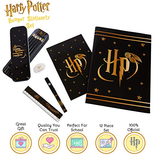 HARRY POTTER Estuche Escolar con Agenda, Bloc de Notas, Lápices Colores, Goma de Borrar y Bolígrafo, Set Papelería Niños y Niñas, Regalos Originales Adolescentes