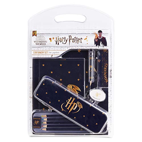 HARRY POTTER Estuche Escolar con Agenda, Bloc de Notas, Lápices Colores, Goma de Borrar y Bolígrafo, Set Papelería Niños y Niñas, Regalos Originales Adolescentes