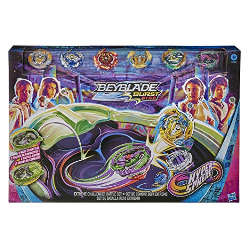 Hasbro Beyblade Burst Rise Hypersphere Extreme Challenger Battle Set – Exclusivo Set con Beystadium Arena 6 giroscopios y 2 lanzadores