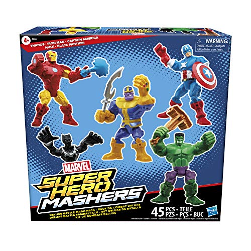 Hasbro Marvel Super Hero Mashers Deluxe Battle Mash Pack, 40 Piezas construibles y 5 Accesorios para Que los niños creen 5 Figuras, a Partir de 4 años