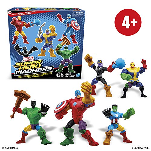 Hasbro Marvel Super Hero Mashers Deluxe Battle Mash Pack, 40 Piezas construibles y 5 Accesorios para Que los niños creen 5 Figuras, a Partir de 4 años