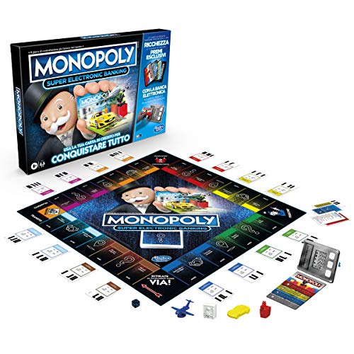 Hasbro Monopoly Super Electronic Banking (Juego en Caja con Lector electrónico Hasbro Gaming, versión en Italiano)