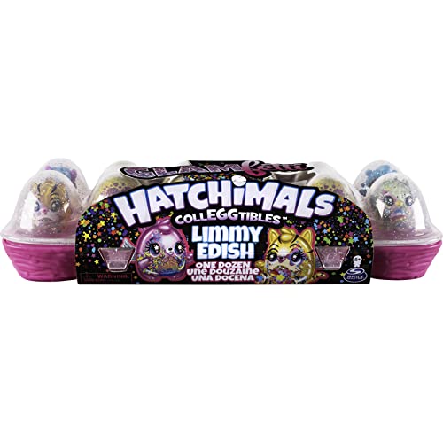 Hatchimals 6054178 CollEGGtibles, Limmy Edish Glamfetti Paquete de 12 cajas de huevos con 12 exclusivos, multicolor , color/modelo surtido