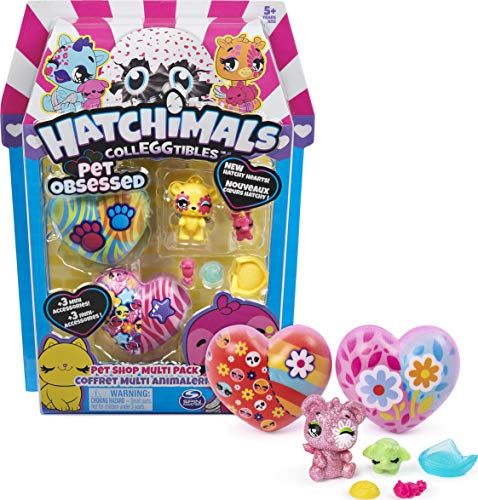 Hatchimals CollEGGtibles, Pet Obsessed Pet Shop Multi-Pack con 3 CollEGGtibles, 3 Mascotas y Accesorios (los Estilos Pueden Variar)