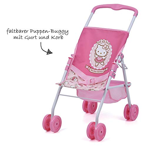 Hauck Toys Set de 3 Piezas para muñecas - Trona, Cuna de Viaje y Silla de Paseo - Hello Kitty - Rosa