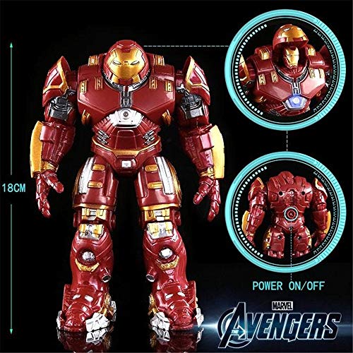 Hclshops Estatua de Juguete De acción de Juguete Figura de acción Luminosa 18cm Hulkbuster Máquina Funkos Pops Avenger Alianza Iron Man Marcos con luz LED Armadura móvil (Color : Ordinary Version)