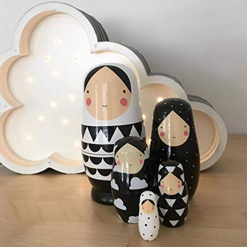 HEALLILY Rusia - Muñeco de madera matryoshka rusa con 5 capas superposables, muñecas artesanales para niños, colección regalo de cumpleaños de Navidad