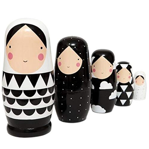 HEALLILY Rusia - Muñeco de madera matryoshka rusa con 5 capas superposables, muñecas artesanales para niños, colección regalo de cumpleaños de Navidad