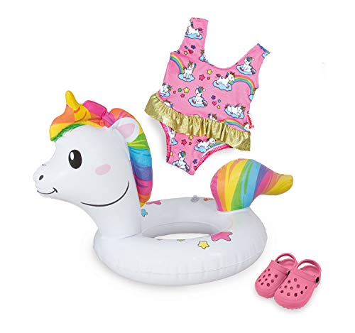 Heless- Set de natación para muñecas, unicornio Henri, Color carbón, Größe 35-45 cm (66)