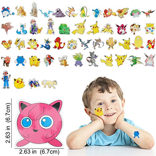 Herefun 116Piez Figuras de Mon, Mon Mini Figuras de Plástico(48Piezas)+Pulsera Luminosa de Silicona(18Piezas)+1 Paquete(50Piezas) de Pegatina Chu Bolsa de Fiesta