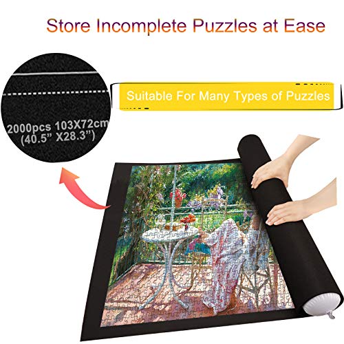 Herefun Puzzle Roll Mat 2000 Piezas, Puzzle Mat Tapete para Puzzles Alfombrilla para Enrollar Puzzles Accesorios para Puzzles Roll Felt Mat con Bolsa De Almacenamiento Portátil