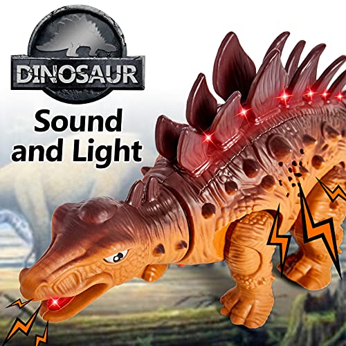 HERSITY Dinosaurio de Juguete con Luces y Sonidos Stegosaurus Modelo de Dinosaurio Caminando Figuras de Dinosaurios Regalos para Niños