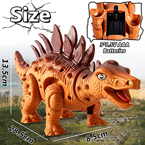 HERSITY Dinosaurio de Juguete con Luces y Sonidos Stegosaurus Modelo de Dinosaurio Caminando Figuras de Dinosaurios Regalos para Niños