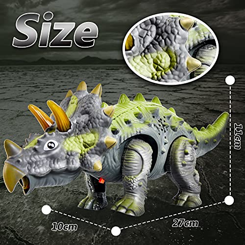 HERSITY Dinosaurio Triceratops de Juguete con Luces y Sonidos Caminando Modelo de Dinosaurio Regalos para Niños