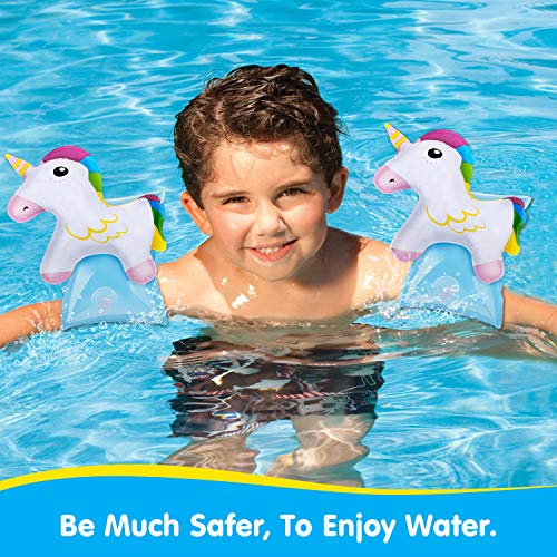 HeySplash Banda de Brazo Inflatable para Niños, Mangas de Flotación Flotadores de PVC Tubo de Agua de Natación Flotadores de Brazo Lindo para Natación, Recreacion Acuatica - Unicornio