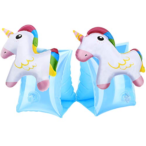 HeySplash Banda de Brazo Inflatable para Niños, Mangas de Flotación Flotadores de PVC Tubo de Agua de Natación Flotadores de Brazo Lindo para Natación, Recreacion Acuatica - Unicornio