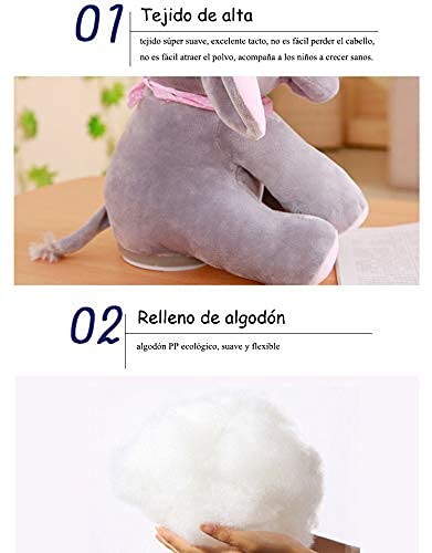 HHJ Peluche de Elefante con Movimiento y Sonido, Juguete Interactivo Peek-a-Boo Elefante, Juego de Ocultar y Buscar Muñeca de Peluche Animada de Felpa Muñecas para Bebé/Niños-Rosa