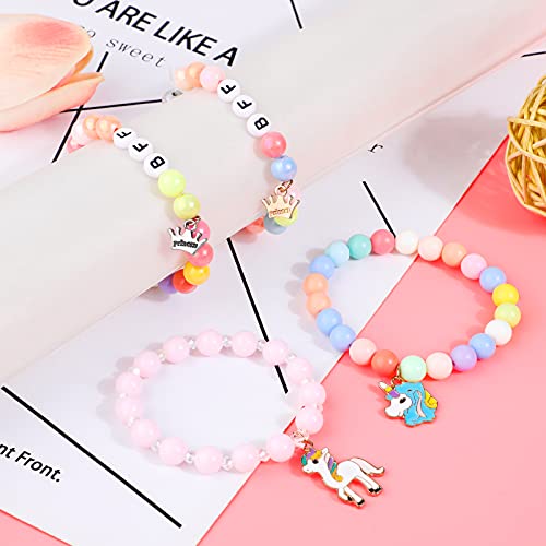 Hifot Unicornio Pulseras de la Amistad Niña, Abalorios Pulseras Carta BFF Pulsera Princesa Joyas Set para Favores de Fiesta Cumpleaños