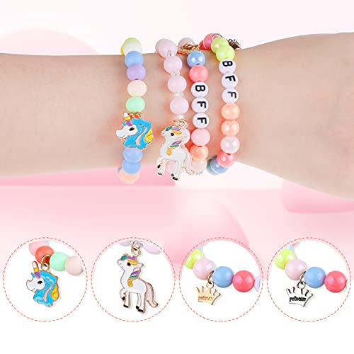 Hifot Unicornio Pulseras de la Amistad Niña, Abalorios Pulseras Carta BFF Pulsera Princesa Joyas Set para Favores de Fiesta Cumpleaños