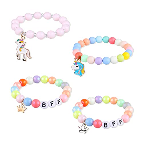 Hifot Unicornio Pulseras de la Amistad Niña, Abalorios Pulseras Carta BFF Pulsera Princesa Joyas Set para Favores de Fiesta Cumpleaños