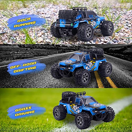 Highttoy Coche Teledirigido,Coche RC de Alta Velocidad de 2.4GHz 20km/h Coche de Control Remoto Escala 1:18 Vehículo RC Buggy Camión Teledirigido Coche de Juguete para Niños Azul