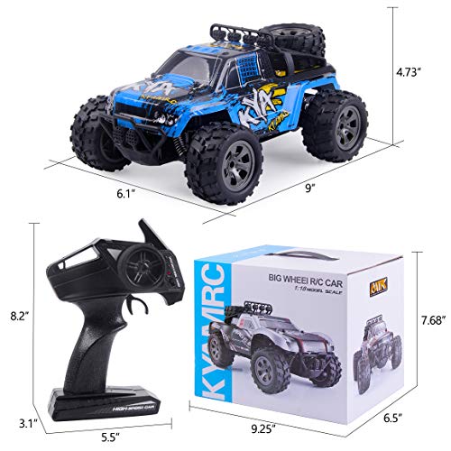 Highttoy Coche Teledirigido,Coche RC de Alta Velocidad de 2.4GHz 20km/h Coche de Control Remoto Escala 1:18 Vehículo RC Buggy Camión Teledirigido Coche de Juguete para Niños Azul