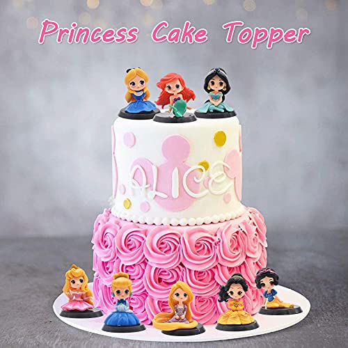 Hilloly Decoración para Tarta Princesa 8 pcs Princesa Cake Topper Mini Juego de Figuras Niños Fiesta de cumpleaños Pastel Decoración Suministros Decoración Fiesta de Boda