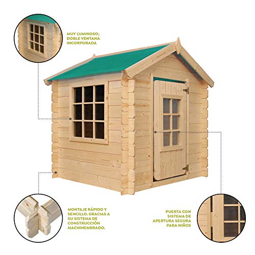 Hoggar by Okoru Casita Infantil de Madera Gretel 1.10m2 - 105x105x121cm. Casa para niños de Jardin